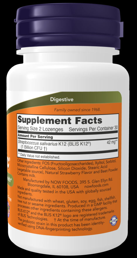 Image of OralBiotic 60 Lozenges supplement facts