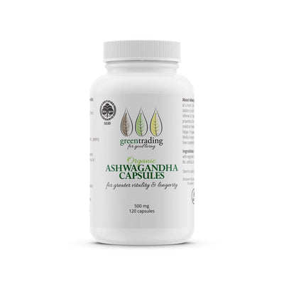 Organic Ashwagandha 120 Veggie Capsules 500mg-Green Trading-Matakana Pharmacy
