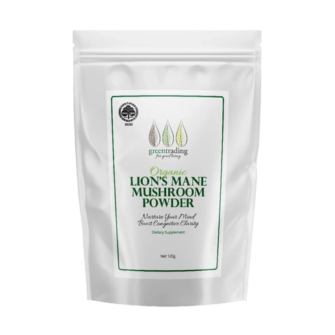 Organic Lions Mane Mushroom Powder 120g-Green Trading-Matakana Pharmacy