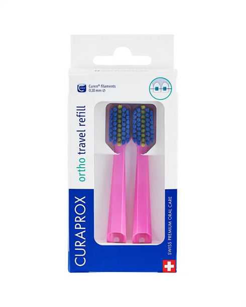 Travel Set Ortho Pink Brush Head Refills Duo Pack-Curaprox-Matakana Pharmacy