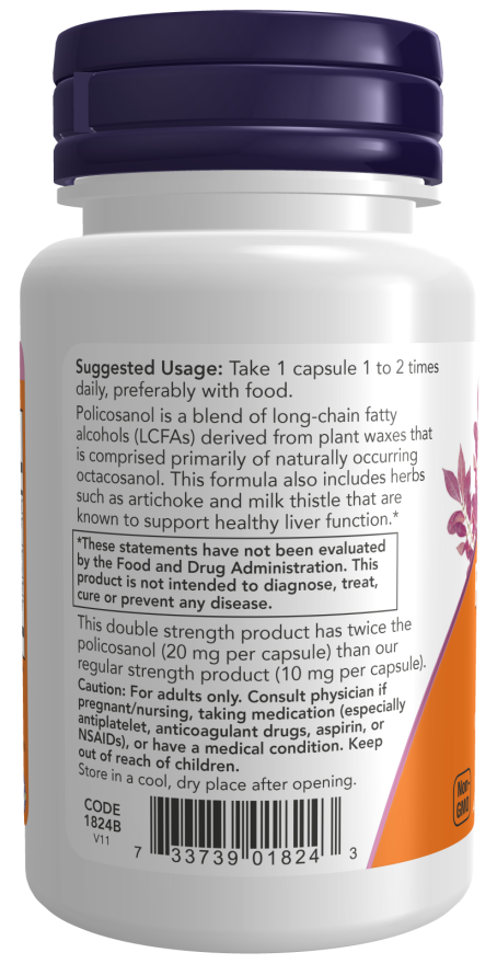 Image of Policosanol Double Strength 20mg 90vcaps suggested usage