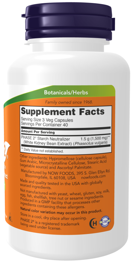 Image of Phase 2 500mg Starch Neutraliser 120vcaps supplement facts