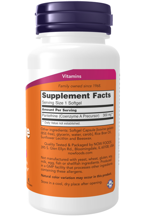 Image of Pantethine 300mg 60sgcaps supplement facts