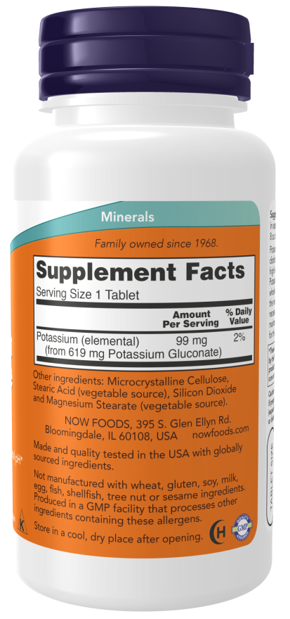 Image of Potassium Gluconate 99mg 100tabs supplement facts