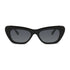Wollumbin Poolside women's sunglasses, black frame with smoke polarised lens, front