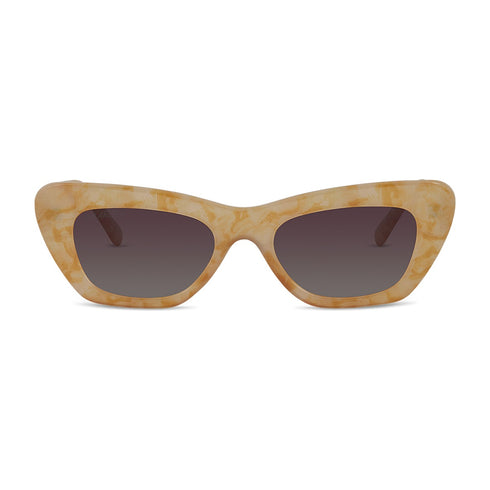 Wollumbin Poolside women's sunglasses, mango frame with wine polarised lens, front