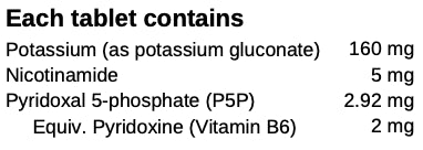 Image of Potassium Plus 90 tablets ingredients