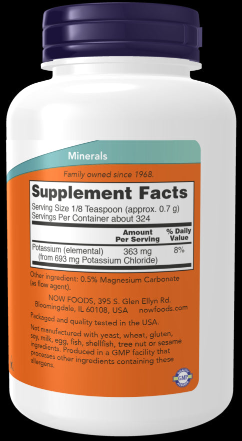 Image of Potassium Chloride Powder 227g supplement facts