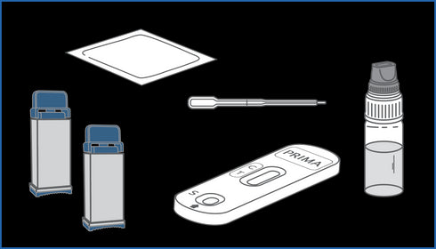 Image of PRIMA Prostate PSA Home Test Kit contents
