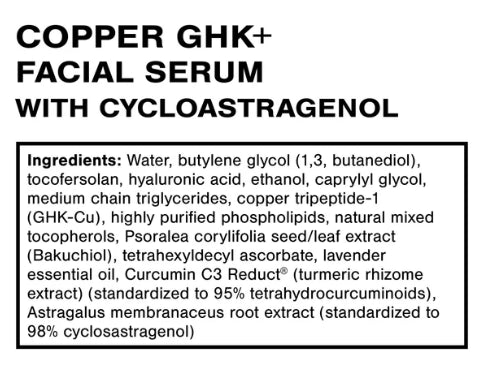Copper GHK+ Facial Serum with Cycloastragenol 30ml-Quicksilver Scientific-Matakana Pharmacy