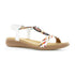 Walkable Beach Reef women's sandal in white with braided T-bar, side view