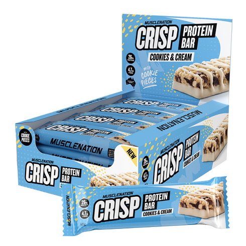 Crisp Protein Bar Cookies & Cream Box of 12 x 60g-MuscleNation-Matakana Pharmacy