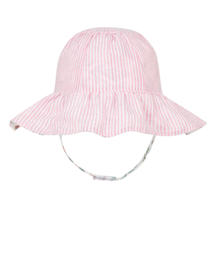 Image of Baby Girls Rosemary Floppy Hat Off White Large reverse side with strap