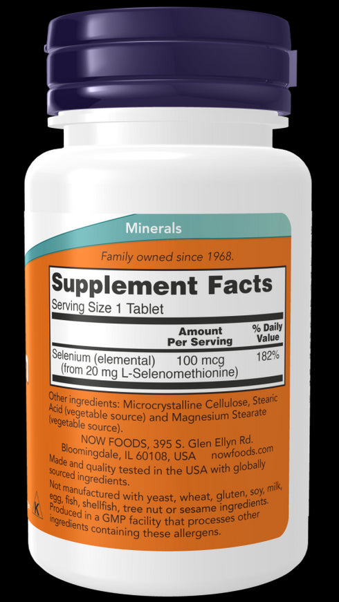 Image of Selenium 100mcg 100tabs supplement facts