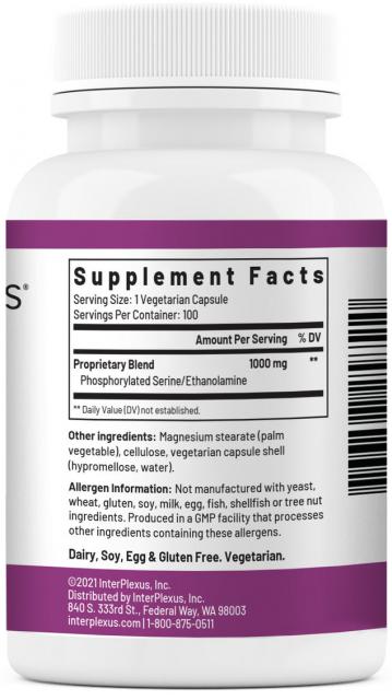 Image of Seriphos 100 caps supplement facts