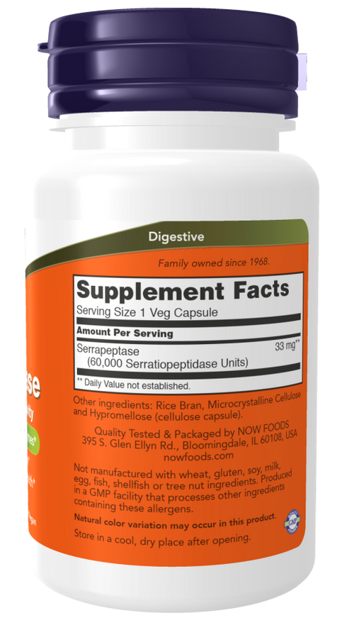 Image of Serrapeptase (60,000 units) 60vcaps supplement facts