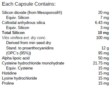 Image of Silica Advanced 60 caps ingredients