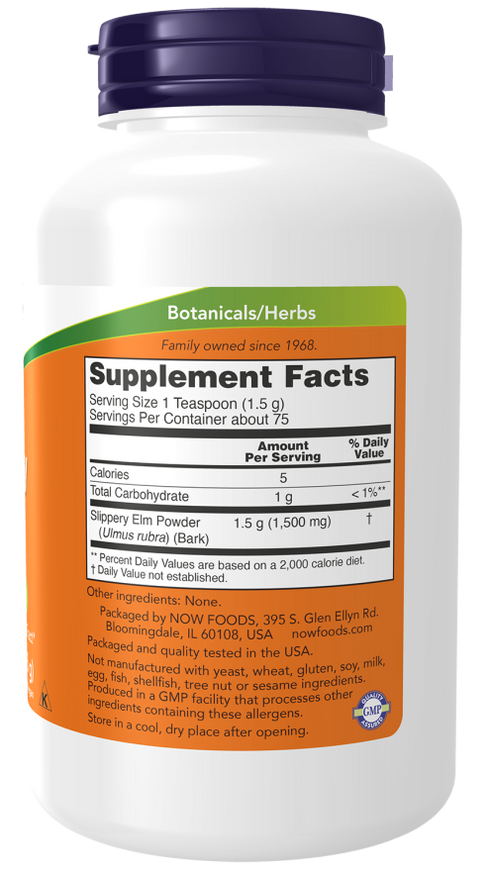 Image of Slippery Elm Powder 113g supplement facts