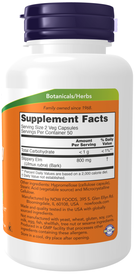 Image of Slippery Elm 400mg 100caps supplement facts