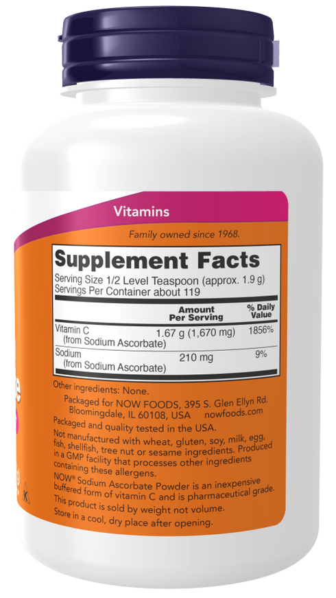 Image of Sodium Ascorbate Powder 1361g supplement facts