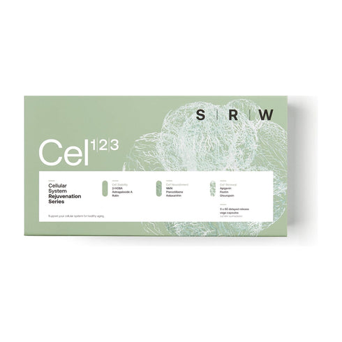 SRW Cel1, Cel2 and Cel3 cellular series three pack carton, front of pack