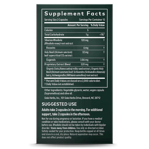 Image of Stress Response 30vcaps supplement facts