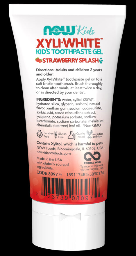 Image of XyliWhite, Kids Toothpaste Gel, Strawberry Splash 85g showing ingredients