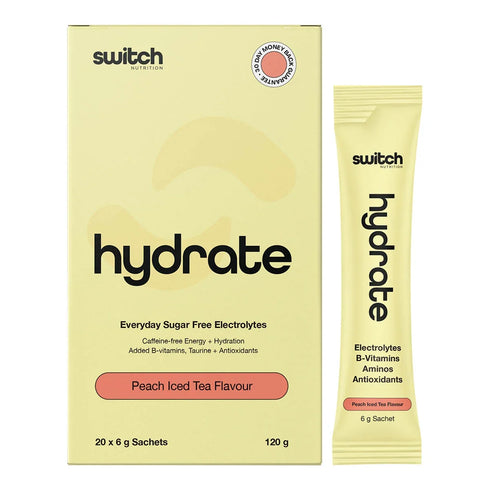 Switch Hydrate Box 20 Sachets | Peach Iced Tea-Switch Nutrition-Matakana Pharmacy