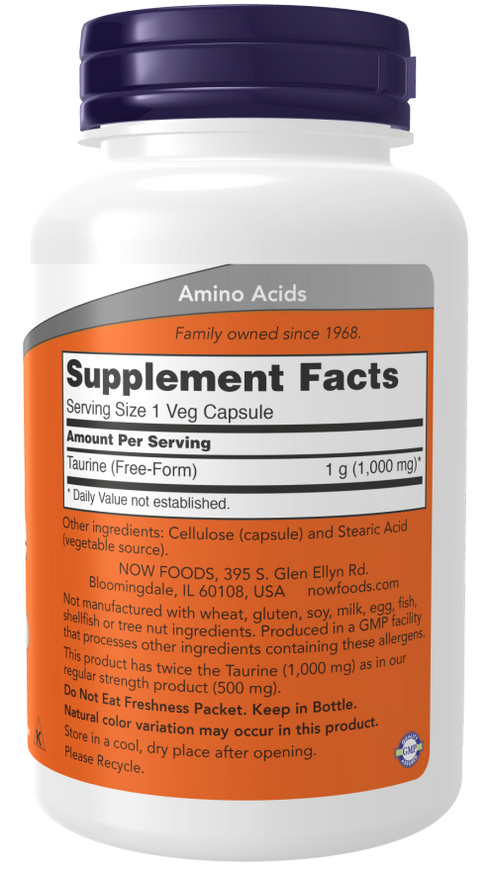 Image of Taurine Double Strength 1000mg supplement facts