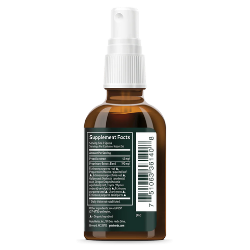 Image of Echinacea Goldenseal Propolis Throat Spray 30ml supplement facts