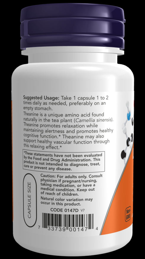 Image of L-Theanine Double Strength 200mg 60vcaps suggested usage