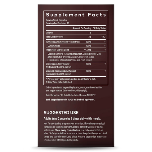 Image of Turmeric Supreme Joint Health 60vcaps supplement facts