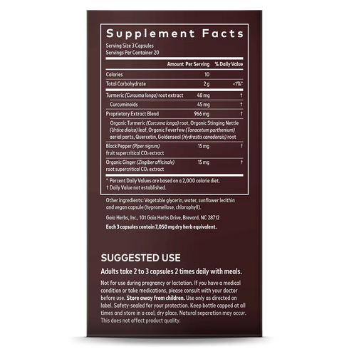 Image of Turmeric Supreme Sinus Support 60vcaps supplement facts