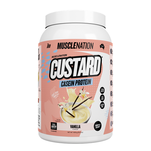 Custard Casein Protein Vanilla 1kg-MuscleNation-Matakana Pharmacy