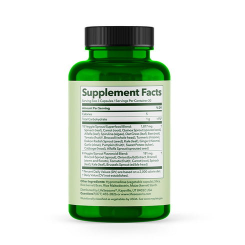 Image of Veggie Boost 90vcaps supplement facts