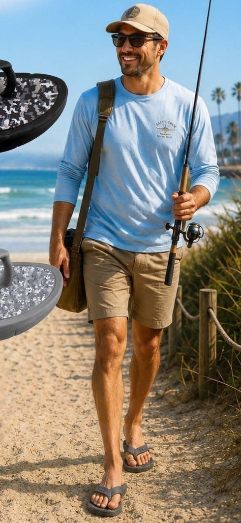 Man walking a beach track in Walkable Beach Venice jandals