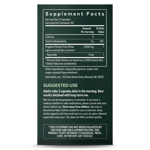 Image of Vitex Berry 60vcaps supplement facts