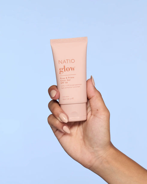 Glow Pre Prime Clear Gel SPF50 50mL-Natio-Matakana Pharmacy