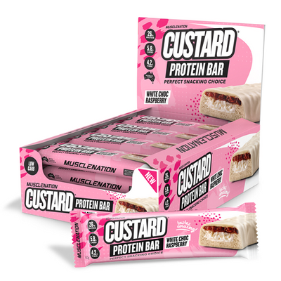 Custard Protein Bar White Choc Raspberry Single Bar 60g-MuscleNation-Matakana Pharmacy