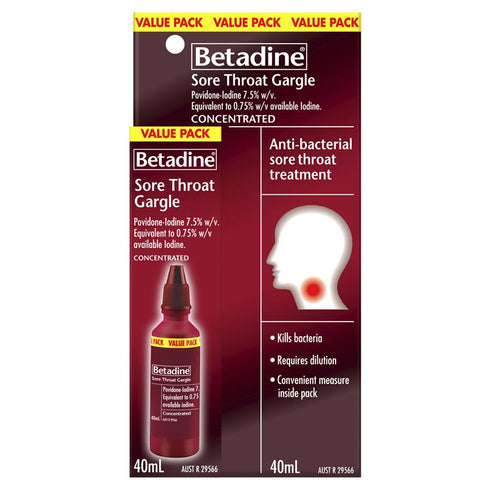 BETADINE Sore Throat Gargle 40ml-Matakana Pharmacy