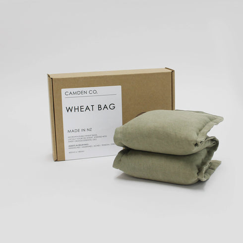CAMDEN CO. Wheat Bag - Linen Green Moss-Matakana Pharmacy