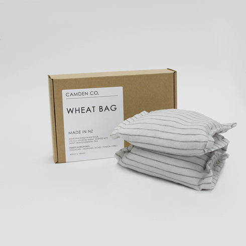 CAMDEN CO. Wheat Bag - Linen Natural Stripe-Matakana Pharmacy