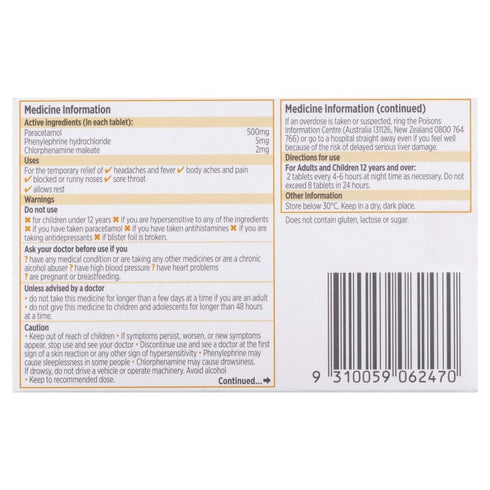 CODRAL Nightime Tabs 24s-Matakana Pharmacy