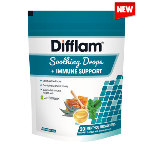 DIFFLAM Soothing Drops + Immune Support Menthol & Eucalyptus 20s-Matakana Pharmacy