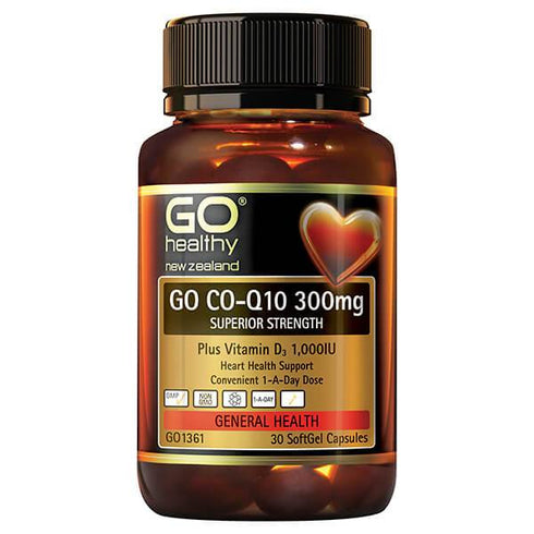 GO HEALTHY CoQ10 300mg + Vitamin D3 30caps-Matakana Pharmacy