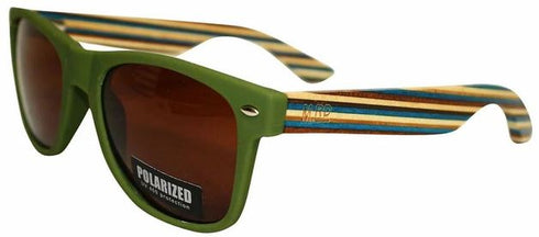 Moana Sunnies Green w/striped arms-Matakana Pharmacy