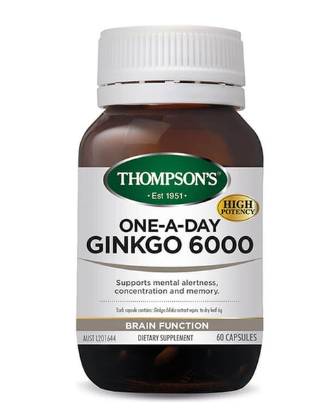THOMPSONS Ginko 6000 1-A-Day 60caps-Matakana Pharmacy