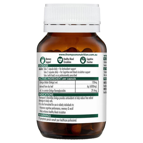 THOMPSONS Ginko 6000 1-A-Day 60caps-Matakana Pharmacy