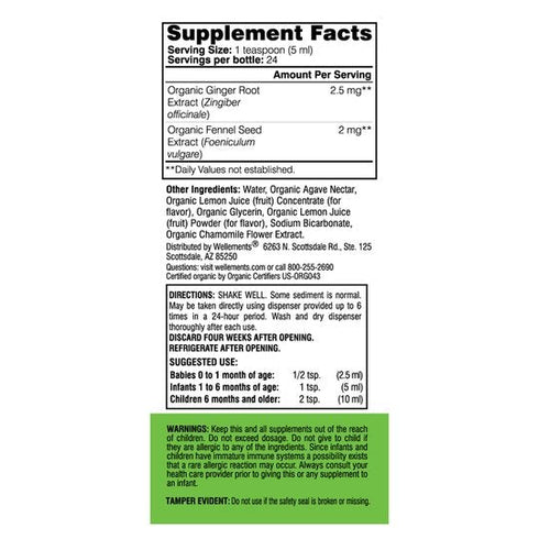 Wellements Organic Gripe Water 120ml-Matakana Pharmacy