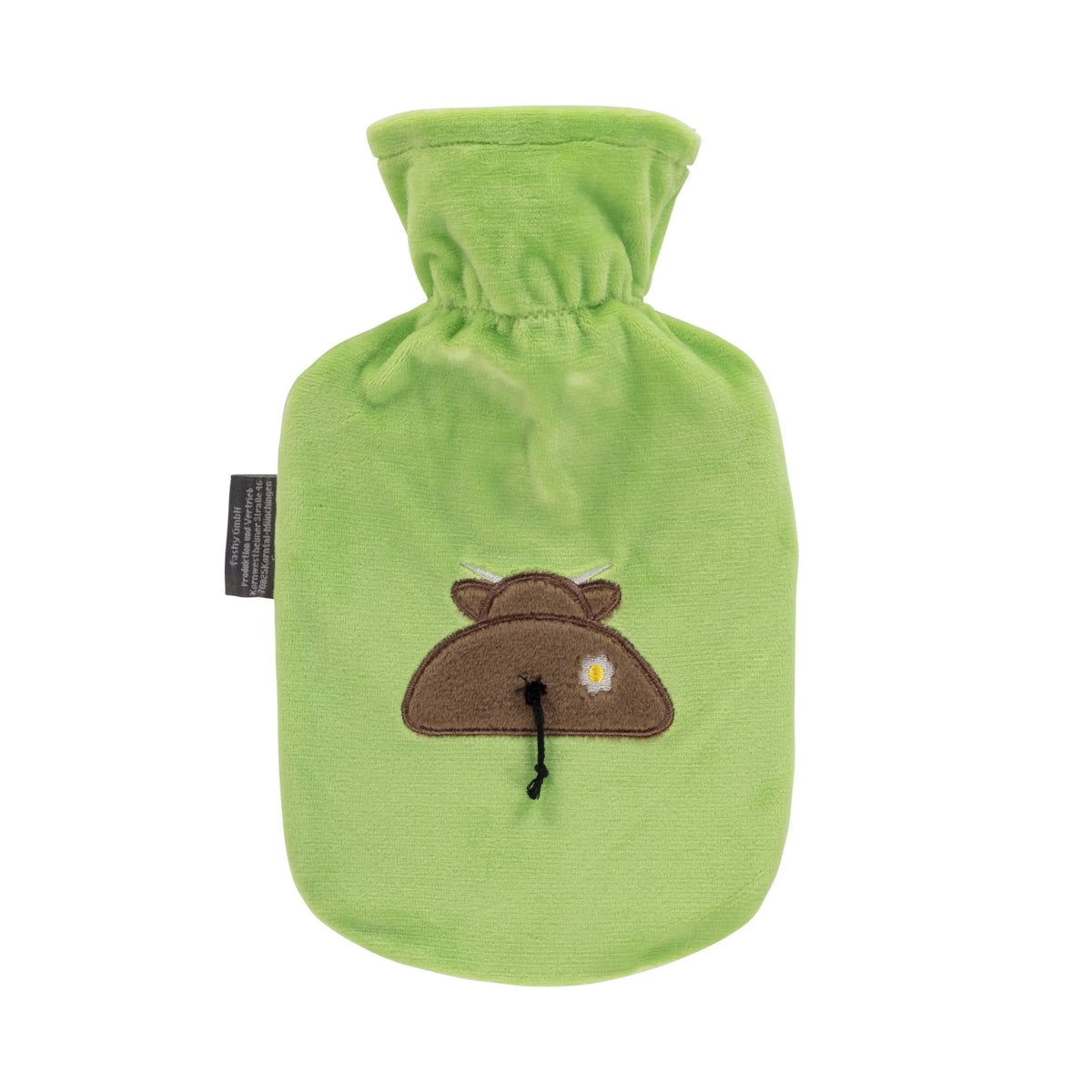 Hot Water Bottle Covered Highland Cow Bright Green 0.8L-FASHY-Matakana Pharmacy